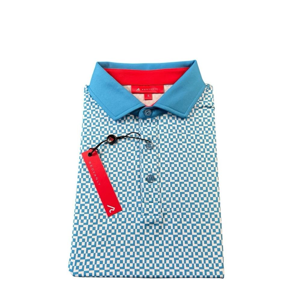 Redvanly Blue White Pattern Performance Golf Polo… - image 1